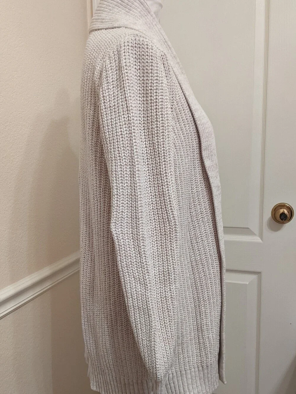 Old Navy Cardicoat Sweater Wheat Open Front Cotton Blend Size Large